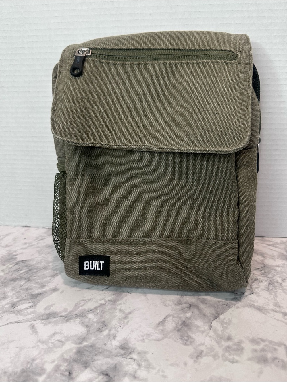 BUILT Insulated Lunch Bag Olive Green Canvas Cooler Tote Work Travel Picnic